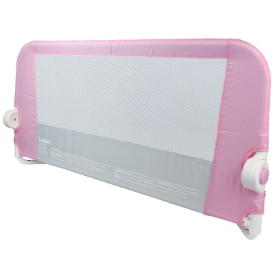 Защитный бортик для кровати на металлическом каркасе с тканью 95 см розовый