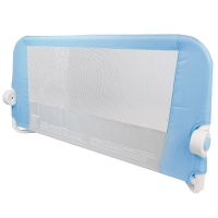 Защитный бортик для кровати на металлическом каркасе с тканью 95 см голубой