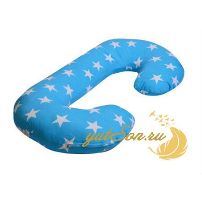 Подушка для беременных рогалик, трикотаж/звезды на голубом