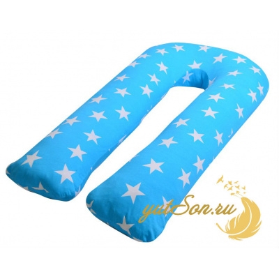 Подушка для беременных, трикотаж, звезды на голубом