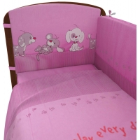 Комплект в кроватку "Веселая игра" 6 предметов, розовый
