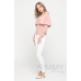 Блуза с воланом розовая белый горошек