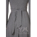 Платье со сборкой с широким поясом серый меланж
