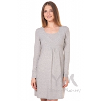 Платье Трапеция с пояском светло-серый меланж